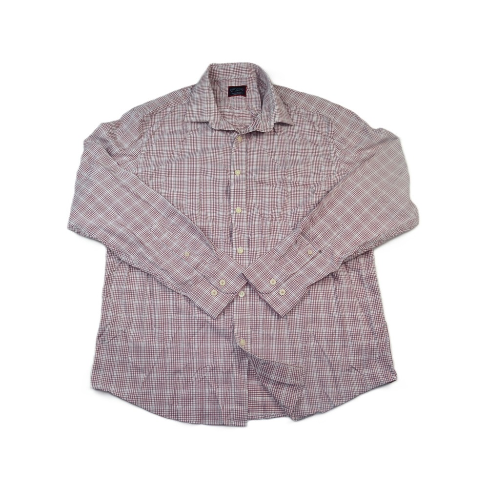 UNTUCKit Mens Large Red White Check Performance Stretch Long Sleeve Button Shirt